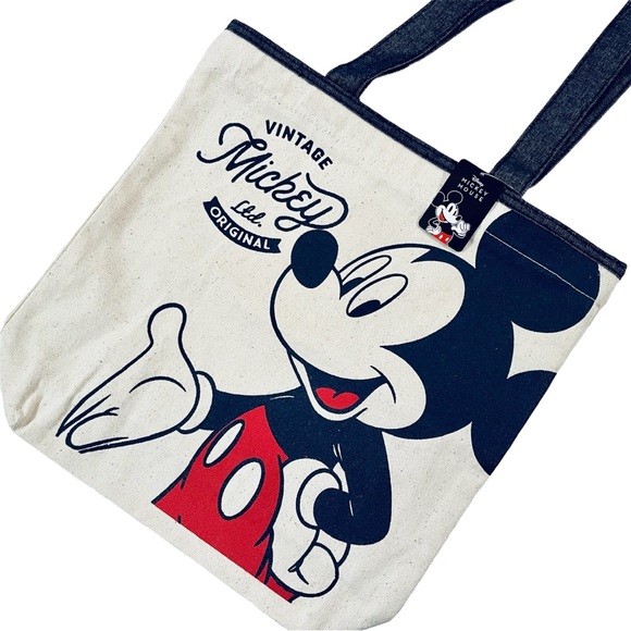 Disney Mickey Mouse Canvas Bag Zipper Shoulder Bag Limited Edition Imported NEW - Picture 1 of 3